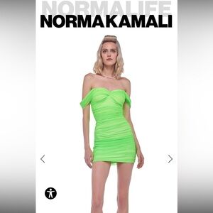 Norma Kamali neon green dress